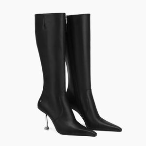 NIB NAKED WOLFE Venture Black Nappa Leather Heeled Boots Black Leather Size 10